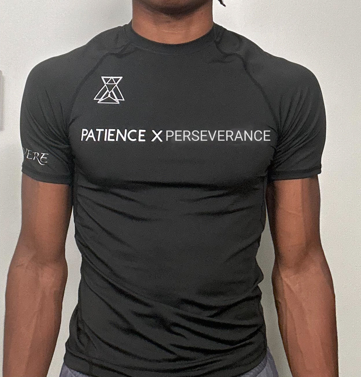 PATIENTCE X PERSEVERANCE black compression shirt