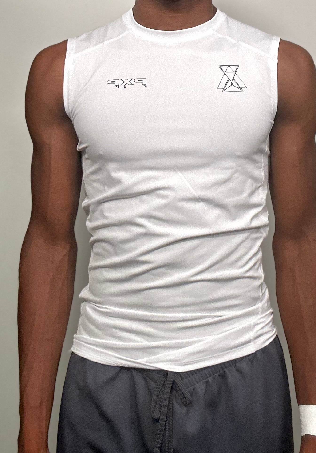 PXP white sleeveless compression shirt