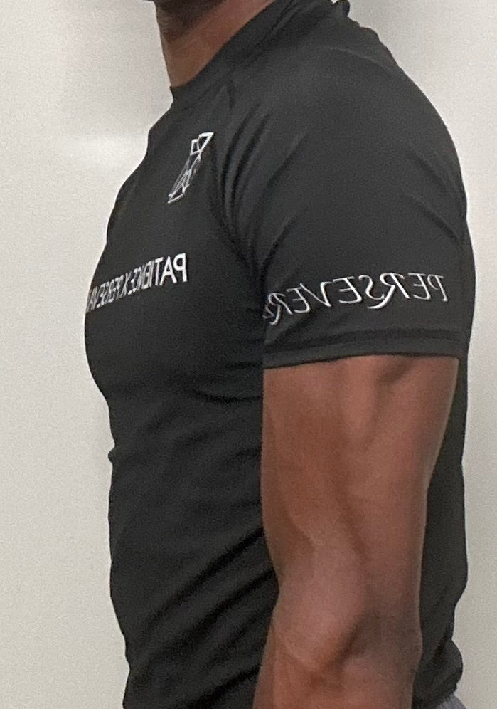 PATIENTCE X PERSEVERANCE black compression shirt